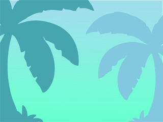 Blue color texture background with tree ornament. Used for presentation of business products for sale in online stores. Summer tropical beach with minimal concept, Vacation background.