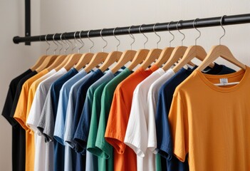 Fototapeta premium The colors of the T-shirts are vibrant and eye-catching