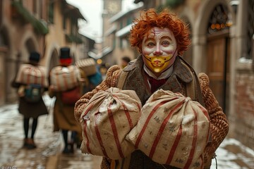 Obraz premium Red-Haired Mask Salesman: Secrets of the Clocktower