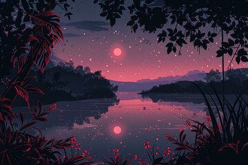 Nature Anime illustration landscape background