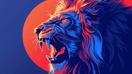 A stylized illustration of a roaring lion, symbolizing strength and courage.