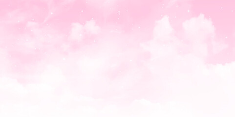 Reddish sky and pink with clouds. Clear pink sky with plain white cloud with space for text background.