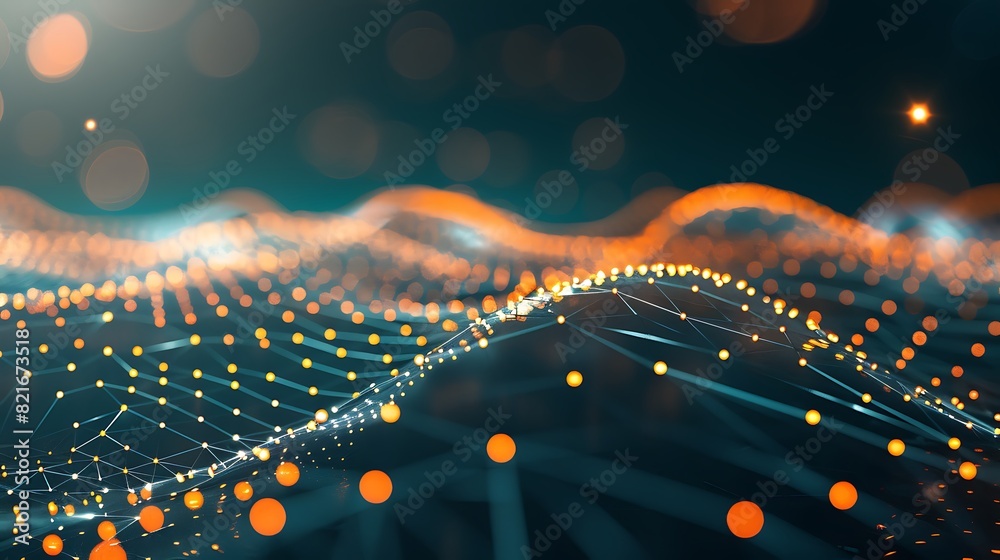 Wall mural abstract connection of dots and lines technology background effect