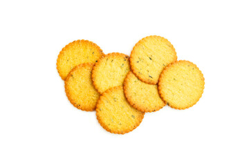 Crackers mixed seaweed isolated on white background, Seaweed flavor biscuit
