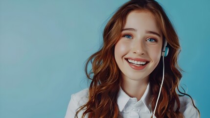 Friendly Redheaded Customer Service Representative Assisting with Smile