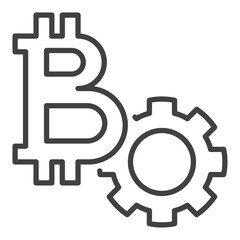 Bitcoin and Gear vector Crypto Currency Settings icon or sign in thin line style