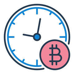 Bitcoin Clock vector Decentralized Cryptocurrency colored icon or design element