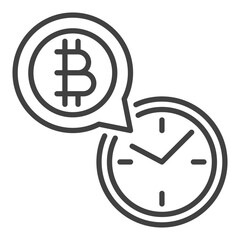 Bitcoin Time vector Cryptocurrency Clock outline icon or symbol