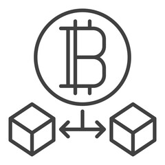 Blocks with Bitcoin vector Cryptocurrency outline icon or symbol