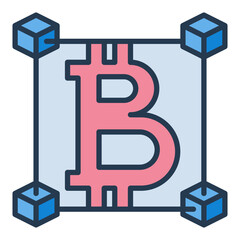 Blocks with Bitcoin vector Decentralized Cryptocurrency colored icon or design element