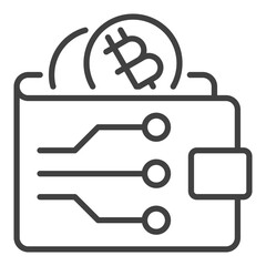Crypto Wallet vector Decentralized Cryptocurrency thin line icon or symbol