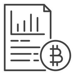 Document with Bitcoin vector Cryptocurrency icon or symbol in outline style