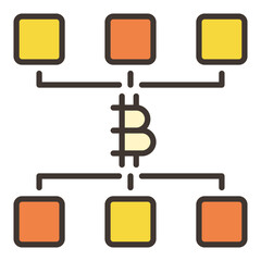 Decentralized Cryptocurrency Bitcoin vector Crypto colored icon or symbol