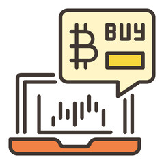 Laptop Crypro Trading vector Bitcoin Cryptocurrency Trading colored icon or design element