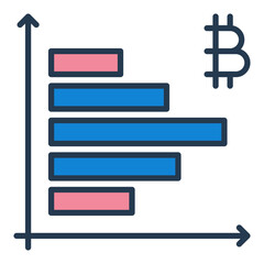 Graph with Bitcoin vector Crypto Trading colored icon or logo element