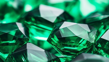 Fototapeta premium Close-up of sparkling green gemstones, showcasing their intricate facets and vibrant color.