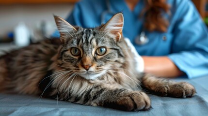 Orange Cat Examination at Vet Clinic
