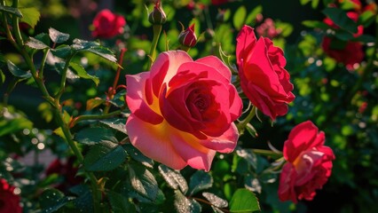 Bright and Beautiful Red Roses in Daylight
