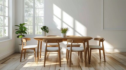 White Table and Four Chairs in a Room