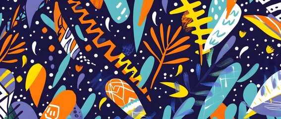 Vibrant Abstract Hanukkah Doodle Border Design with Blank Space for Message Background