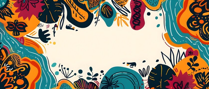 Vibrant Doodle Border Design for Black History Month and Empowerment