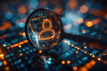 Person symbol magnifying glass. Generative AI