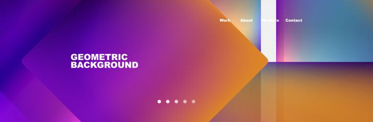 Colorful fluid gradient triangles and squares web site template. Vector Illustration For Wallpaper, Banner, Background, Card, Book Illustration, landing page