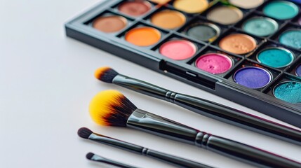 Group of Makeup Brushes Arranged Neatly