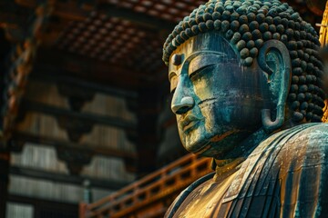 a statue of a buddha in front of a building - Powered by Adobe