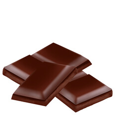 Milk chocolate bar isolated on transparent background,Desser