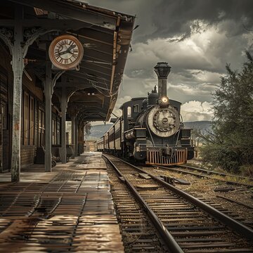 Old train station with a clock on the wall.