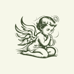 handdraw tattos design baby angel