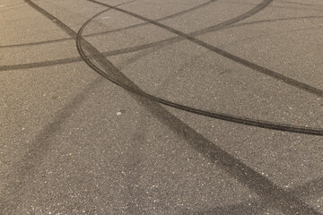 tire tracks during dangerous driving on the road