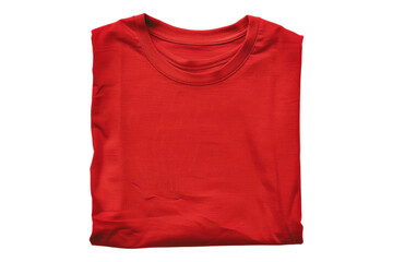Red folded T shirt Isolated on transparent background
