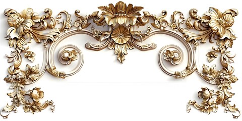 Ornate Victorian Style Floral Frame in Gold and Ivory Tones with Detailed