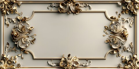 Ornate Baroque Style Gold Frame with Intricate Carvings and Floral Classical Design Concept for Luxurious Interiors
