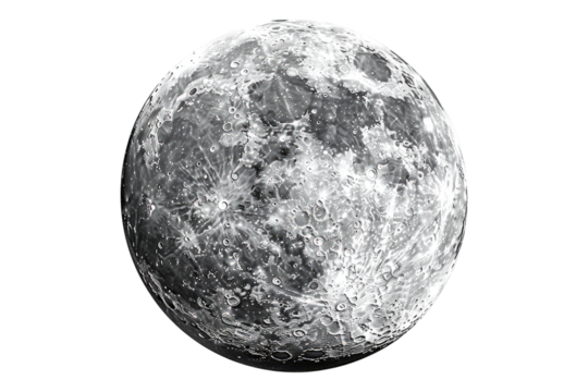 Round moon Isolated on transparent background