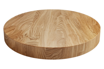 Round wooden podium Isolated on transparent background