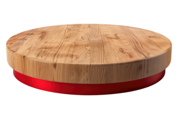 Round wooden podium Isolated on transparent background