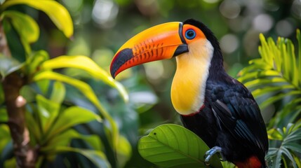 Colorful Toucan Perched on Tree Branch