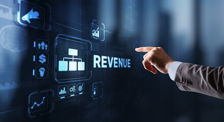 Revenue. Raising income concept. The businessman plans to increase his revenue