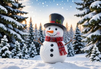 Fototapeta premium Use colored paper or markers to add facial features to the snowman