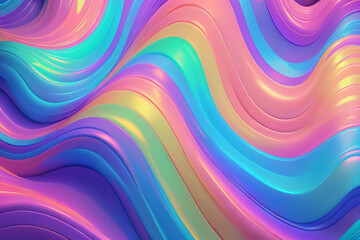 Obraz premium Holographic neon background ,Colorful psychedelic abstract. Pastel color waves for background 