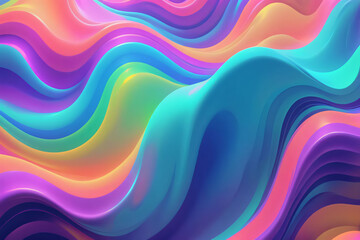 Obraz premium Holographic neon background ,Colorful psychedelic abstract. Pastel color waves for background 