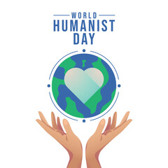 World Humanist Day vector design template good for celebration usage. hand and globe vector design. flat design. vector eps 10.