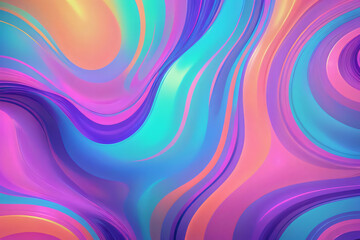 Obraz premium Holographic neon background ,Colorful psychedelic abstract. Pastel color waves for background 