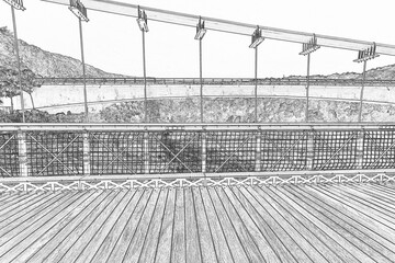 Fototapeta premium Gros plan sur pont suspendu de la Rivière de L’Est, île de la Réunion 