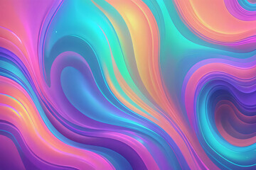 Obraz premium Holographic neon background ,Colorful psychedelic abstract. Pastel color waves for background 