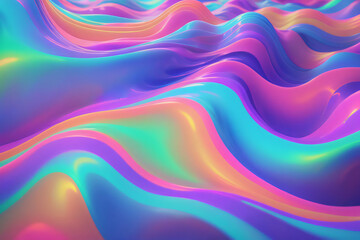 Obraz premium Holographic neon background ,Colorful psychedelic abstract. Pastel color waves for background 