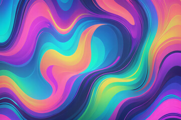 Fototapeta premium Holographic neon background ,Colorful psychedelic abstract. Pastel color waves for background 